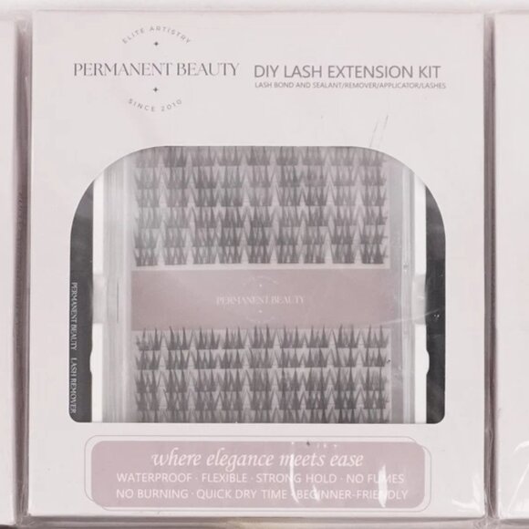 Permanent beauty long lasting lash extension cluster kit bond & seal + tweezers - Picture 2 of 4